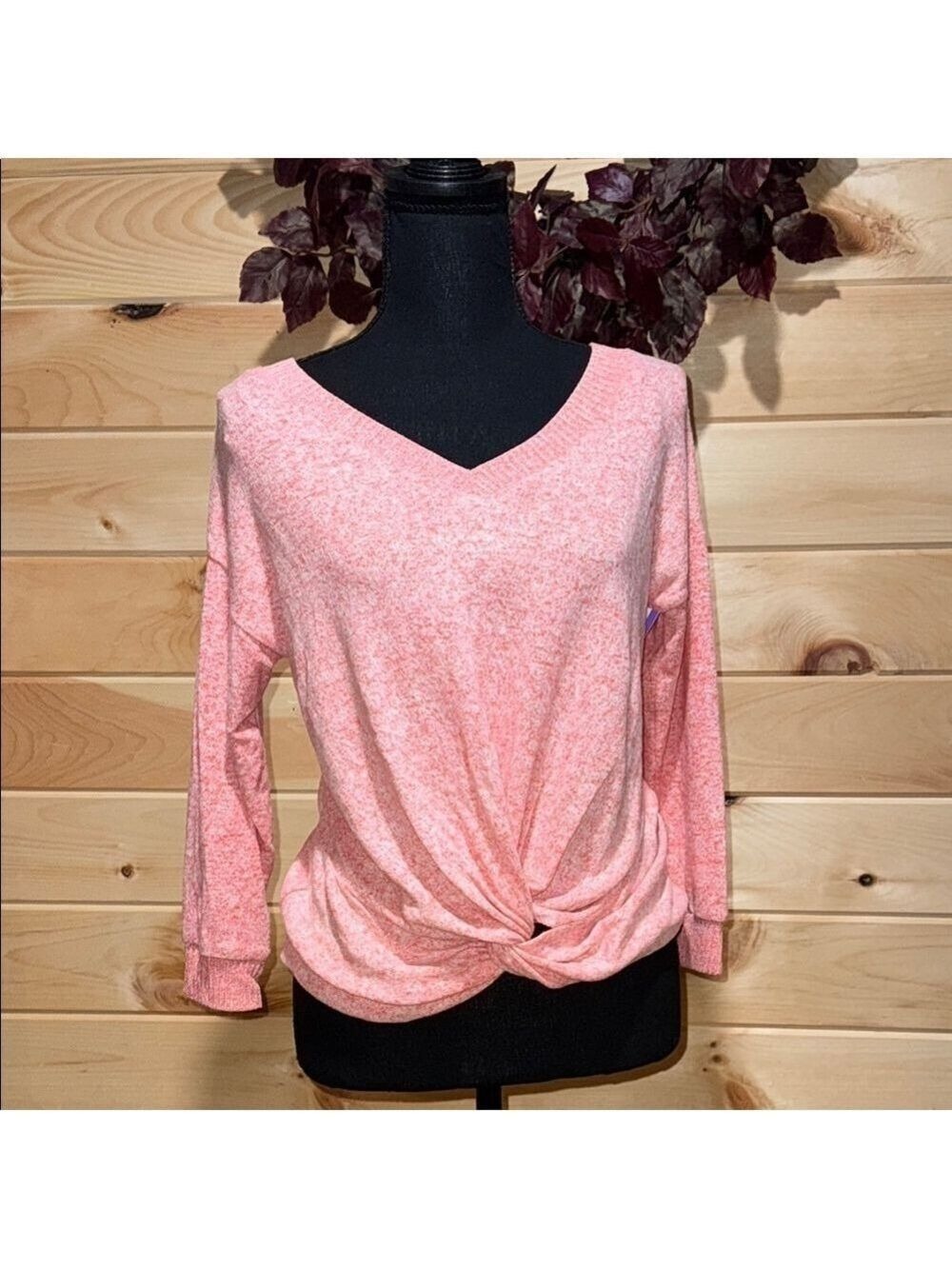Poof New York Coral Twist Front Sweater Small